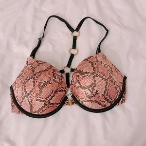 Snake print push up bra front closure